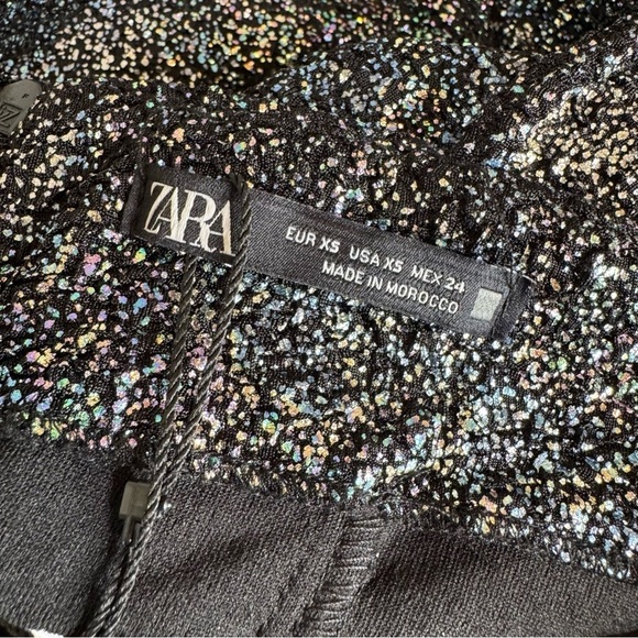 NWT Zara Cut Out Multicolor Sparkle Glam Mini Dress Black Silver Size XS - Picture 10 of 11